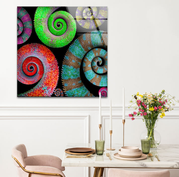 Colorful Spiral Pattern Wall Art – Vibrant Abstract Glass Print Décor