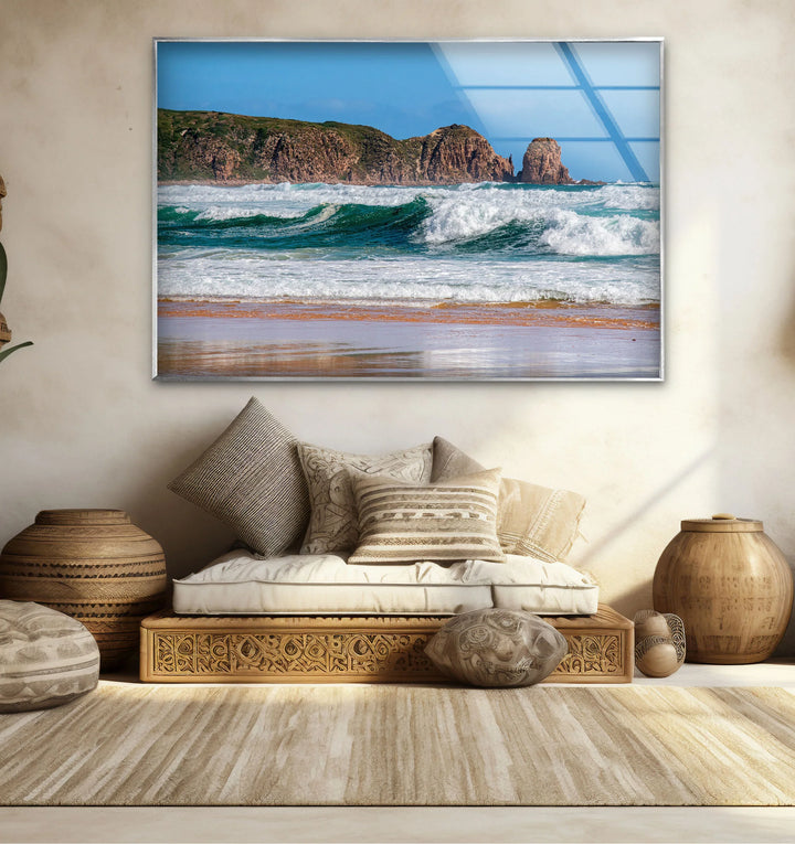 Rocky Coastline Ocean Wave Wall Art – Scenic Beach Glass Print for Nature Lovers - MyPhotoStation