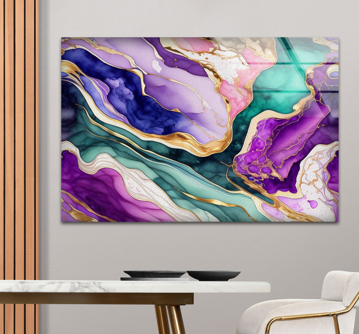 Colorful Geode Marble Wall Art – Abstract Crystal Glass Print for Interiors