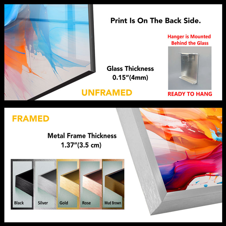 Color Splash Abstract Wall Art – Vibrant Glass Print for Modern and Creative Interiors