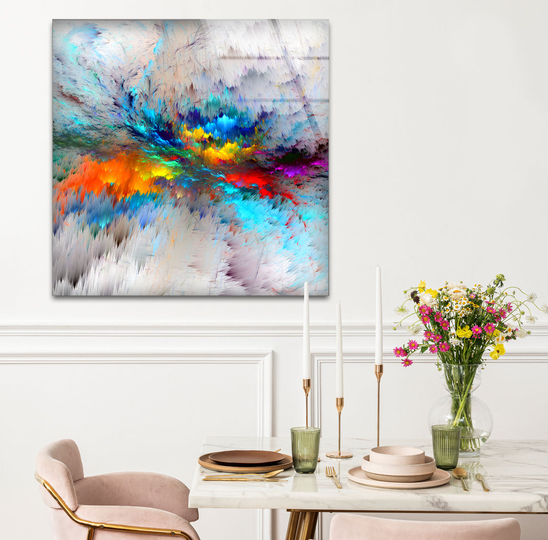 Prismatic Burst Wall Art – Explosive Color Abstract Glass Print Decor