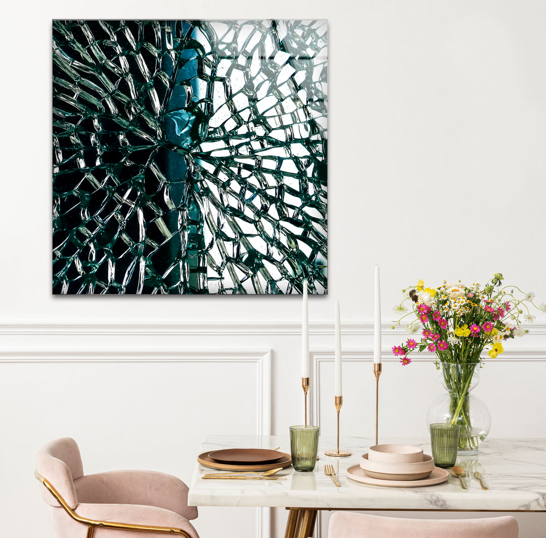 Fractured Glass Pattern Wall Art – Abstract Shattered Effect Glass Print