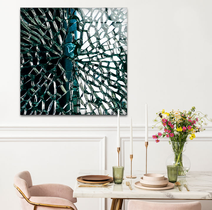 Fractured Glass Pattern Wall Art – Abstract Shattered Effect Glass Print