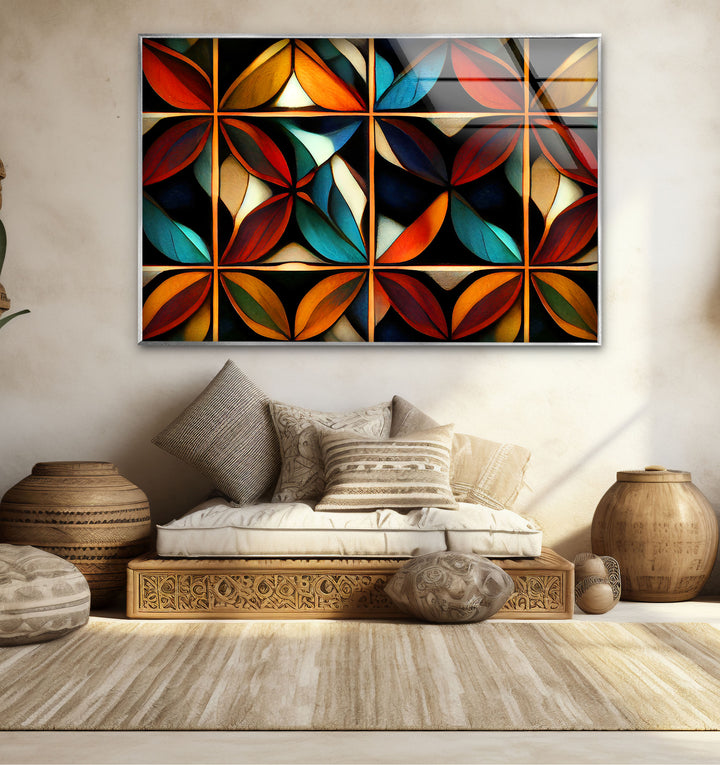 Geometric Stained Glass Wall Art – Abstract Mosaic Glass Design