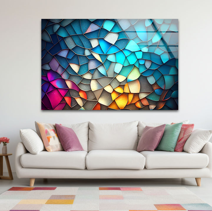 Schimmernde Prisma-Mosaik-Glaswandkunst – Strahlende abstrakte Scherben 