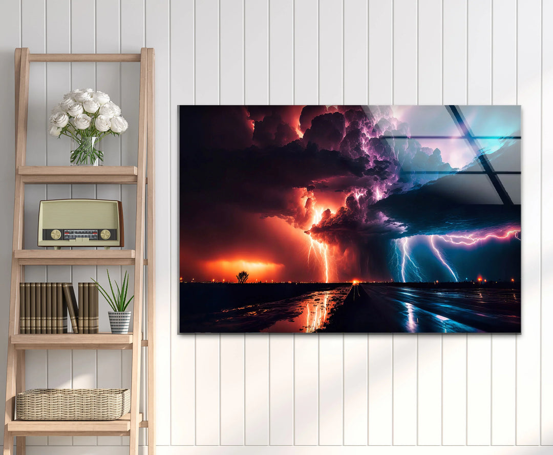 Lightning Storm Wall Art – Dramatic Thunderstorm Glass Print for Modern Decor - MyPhotoStation