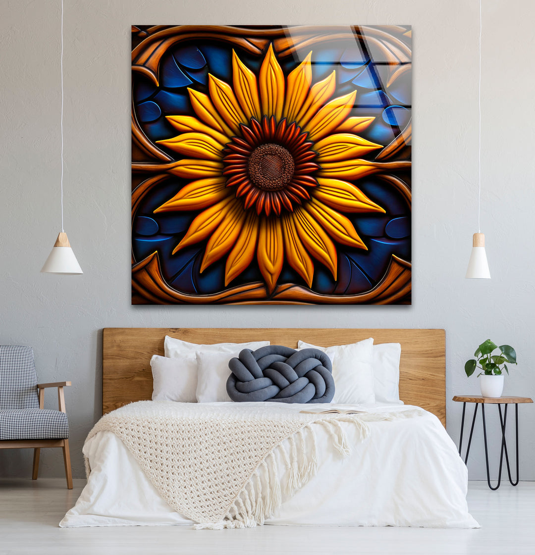 Sunflower Stained Glass Wall Art – Vibrant Floral Decor, Nature-Inspired Design