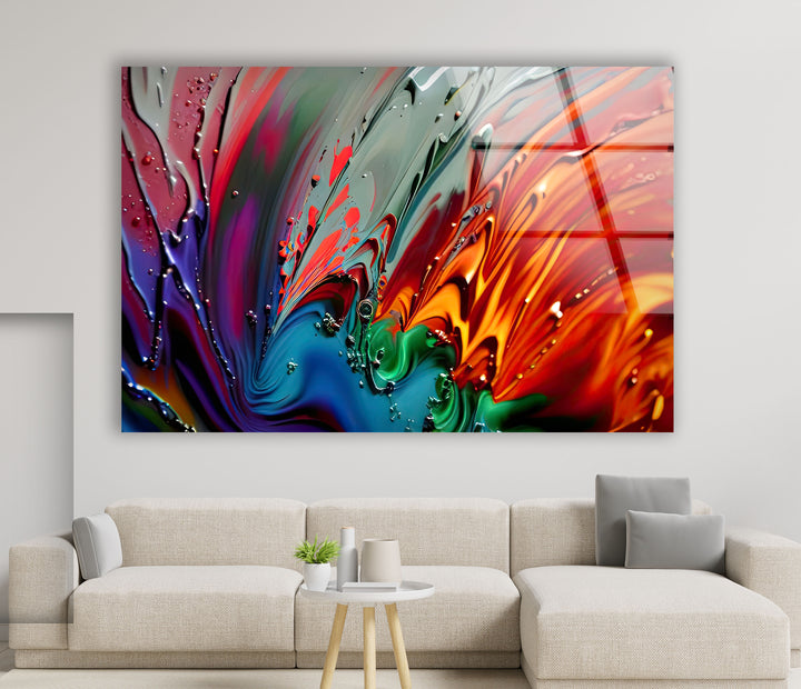 Color Storm Wall Art – Vivid Abstract Splash Glass Print