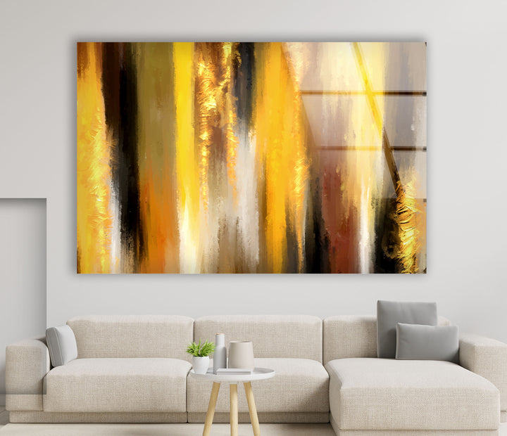 Golden Glow Wall Art – Abstract Yellow & Amber Glass Print