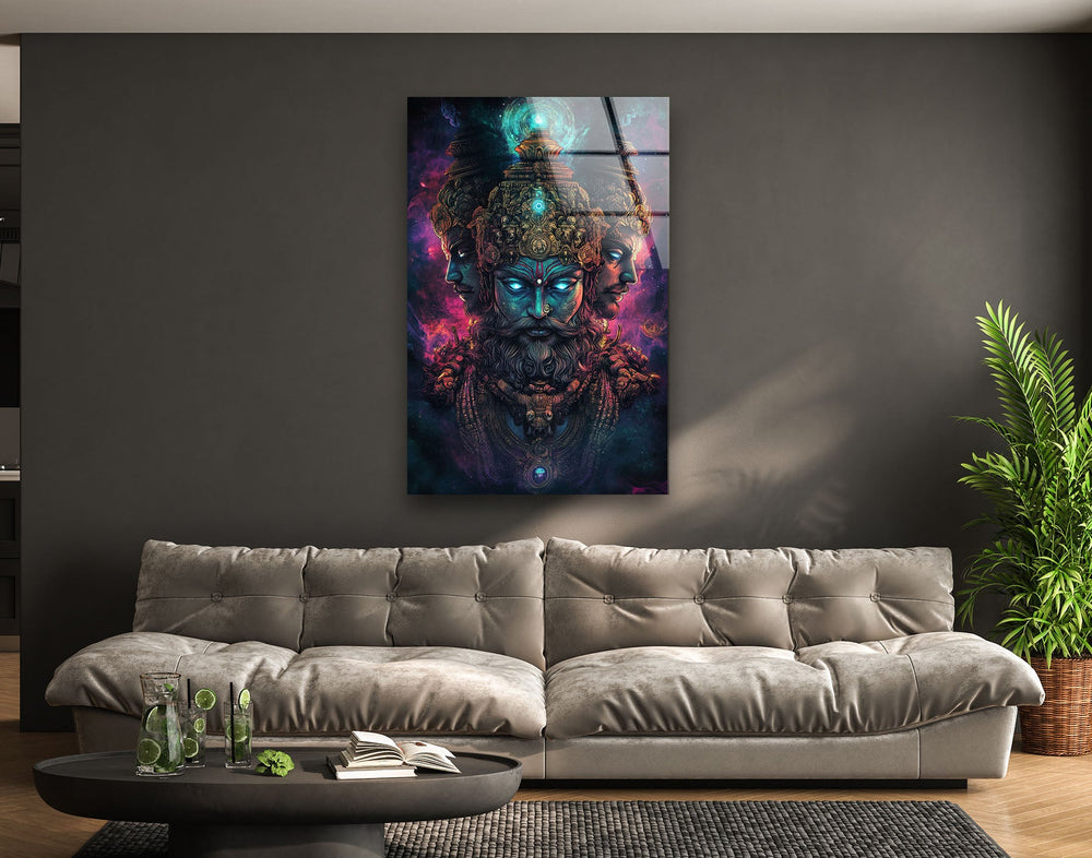 God Lord Brahma Glass Wall Art Glass Printing Wall Art, Print photos on glass
