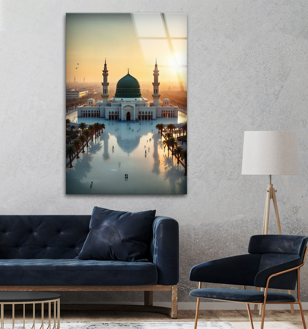 Golden Dawn – Prophet’s Mosque Medina Glass Wall Art