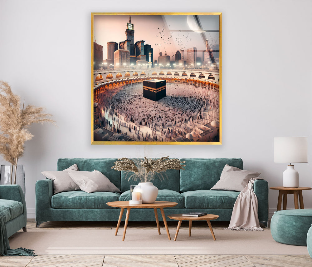 Modern Islamic glass wall art symbolizing faith and unity