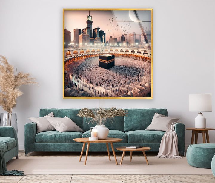 Modern Islamic glass wall art symbolizing faith and unity