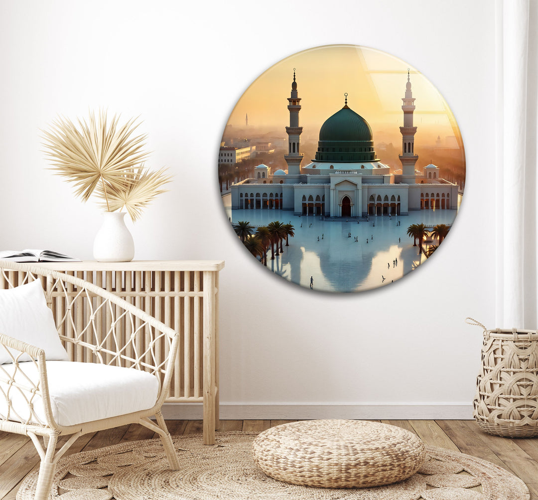 Medina mosque artwork printed on tempered glass