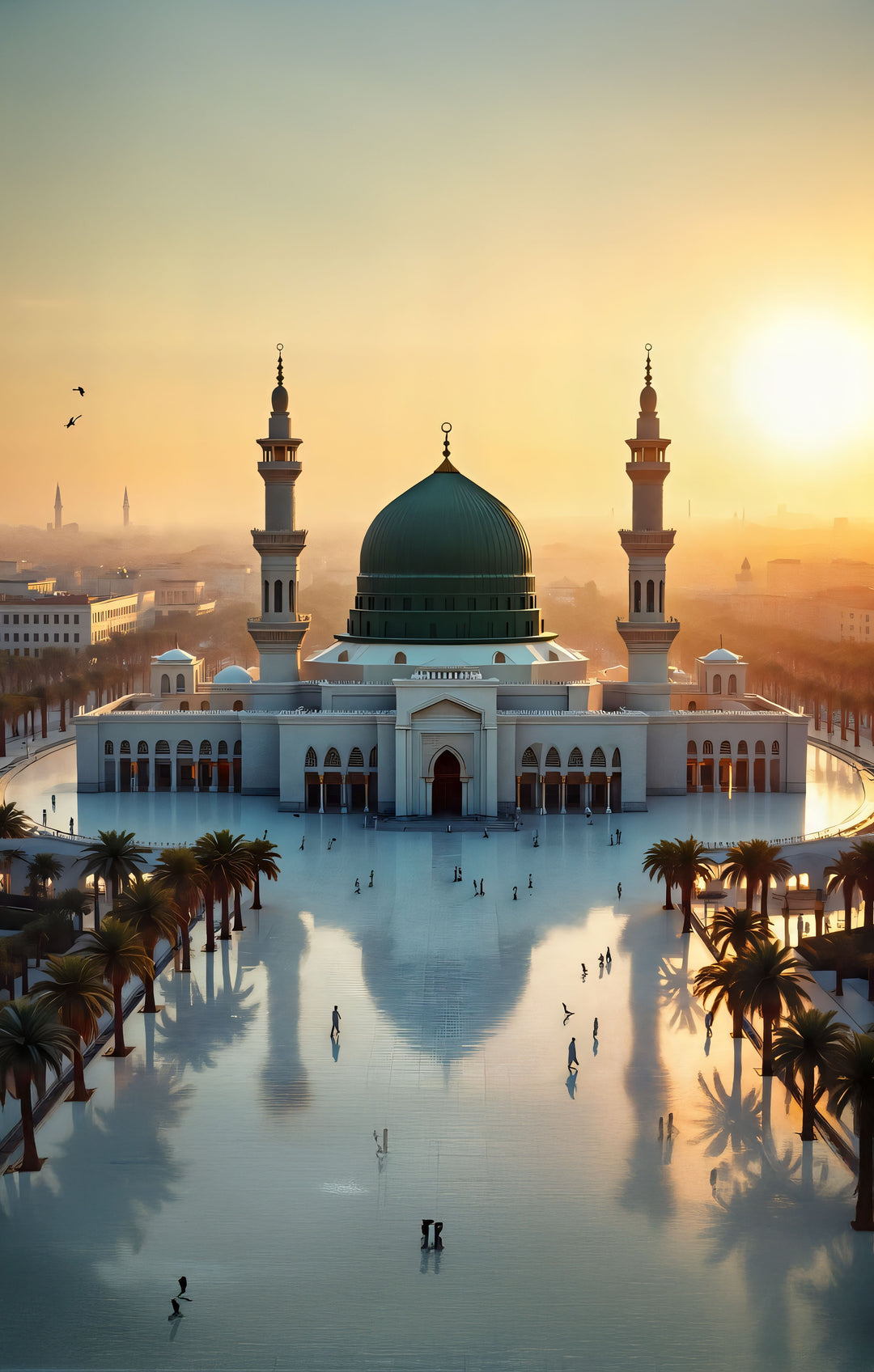 Golden Dawn – Prophet’s Mosque Medina Glass Wall Art