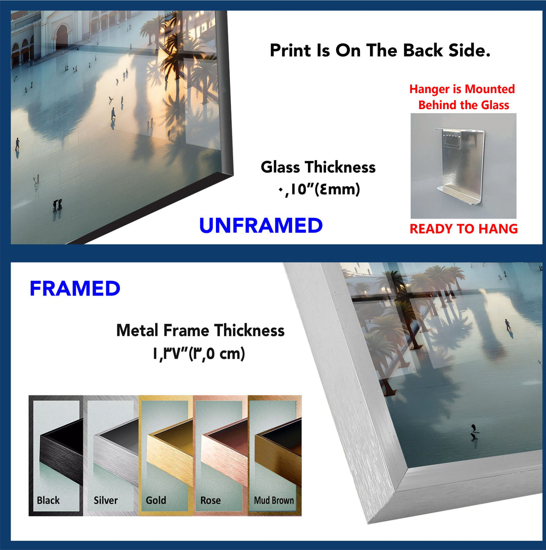 Golden Dawn – Prophet’s Mosque Medina Glass Wall Art