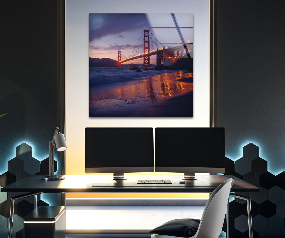 Golden Gate Bridge in San Francisco Glass Wall Art Glass Printing Wall Art, Print photos on glass

