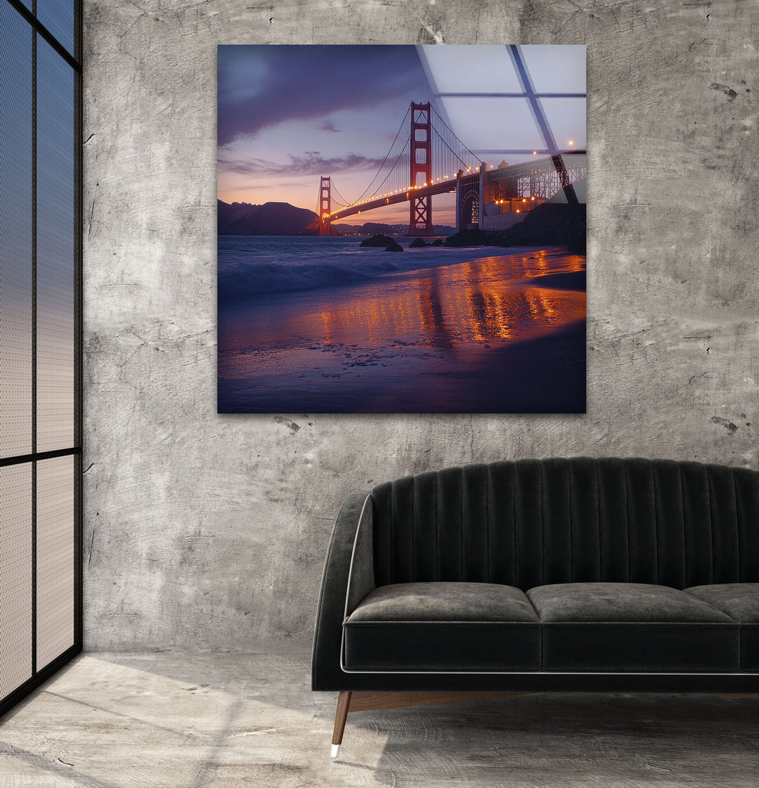 Golden Gate Bridge in San Francisco Glass Wall Art glass art painting, glass art for the Wall

