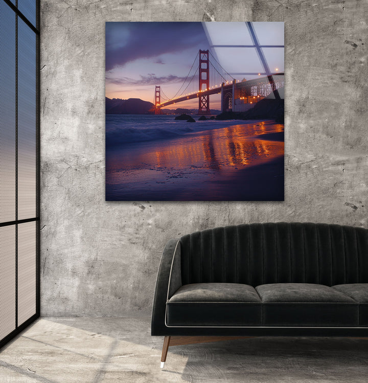 Golden Gate Bridge in San Francisco Glass Wall Art glass art painting, glass art for the Wall
