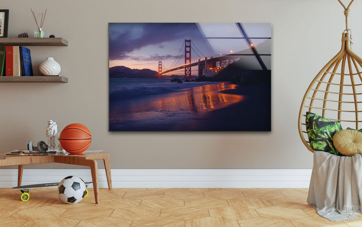 Golden Gate Bridge in San Francisco Glass Wall Art custom glass pictures, glass art prints