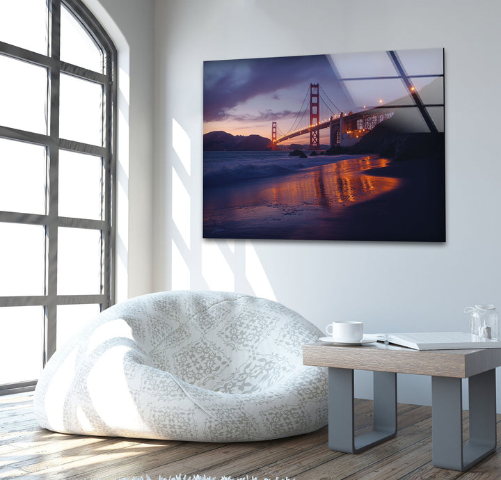 Golden Gate Bridge in San Francisco Glass Wall Art photo print on glass, prints on glass wall art
