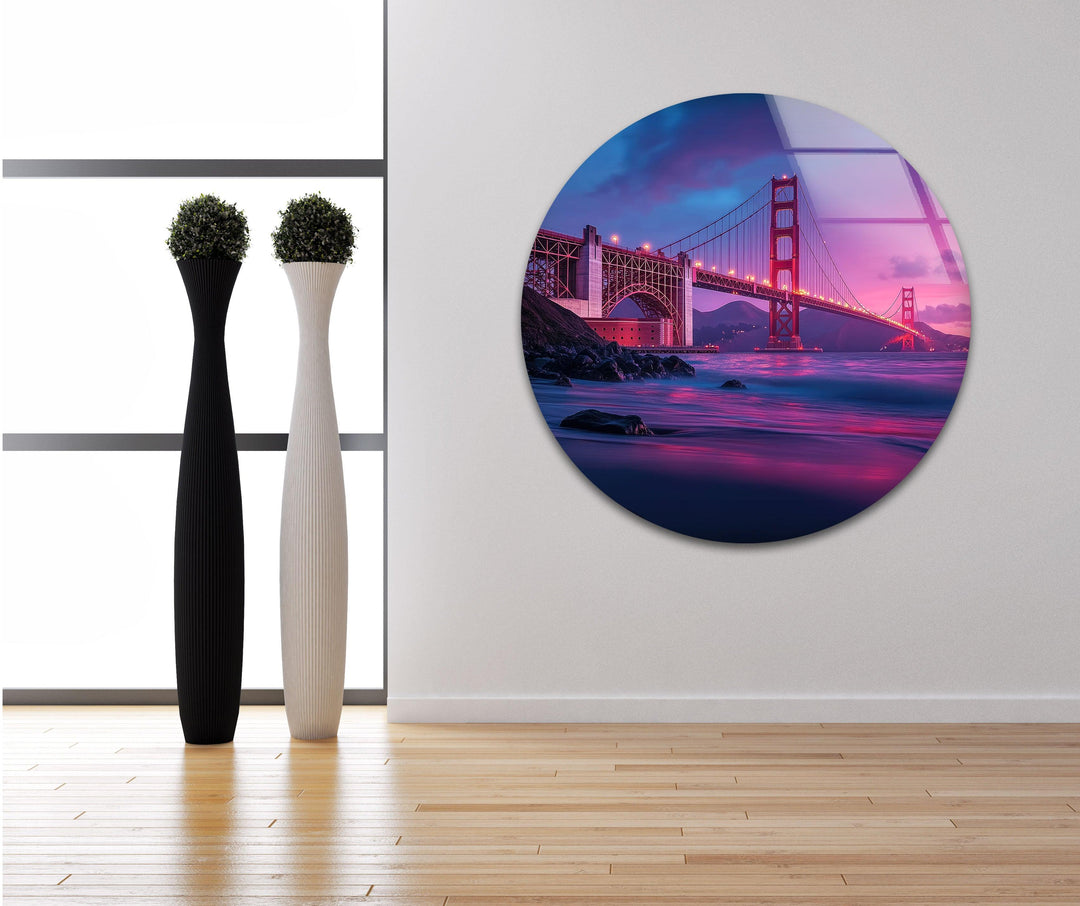 Golden Gate Bridge in San Francisco Sunset Glass Wall Art art glass wall art, glass wall art pictures
