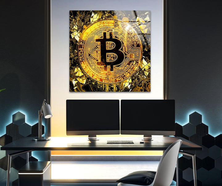 Goldrush Bitcoin Glass Wall Art art glass wall art, glass wall art pictures
