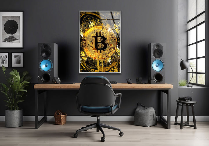 Goldrush Bitcoin Glass Wall Art Glass Printing Wall Art, Print photos on glass
