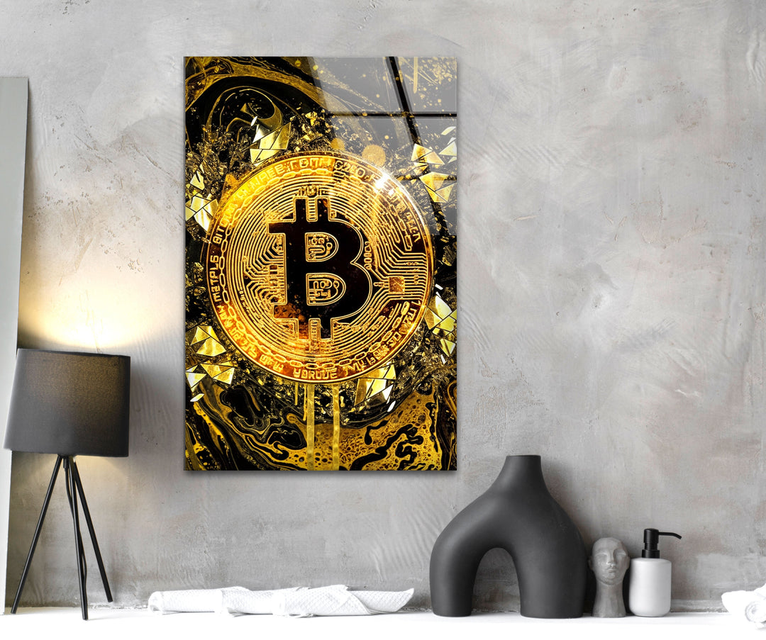 Goldrush Bitcoin Glass Wall Art glass image printing, glass prints from photos
