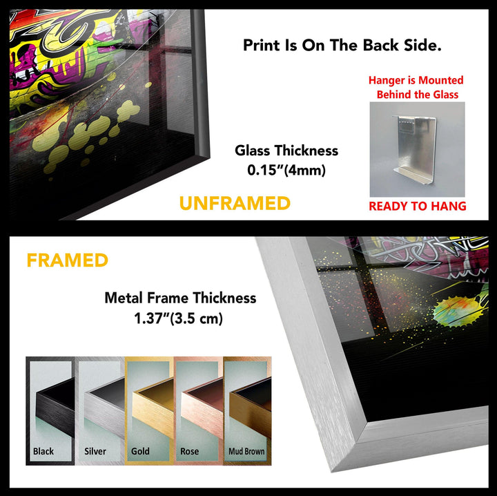 Graffiti Lips Glass Wall Art