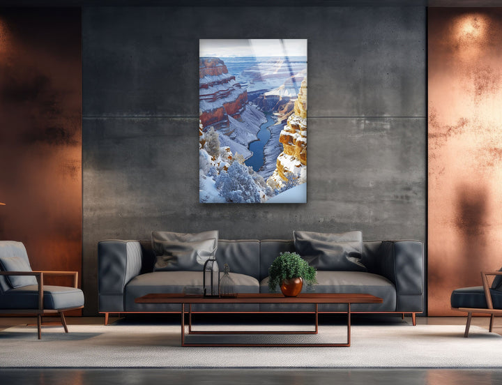 Large landscape wall art showcasing a majestic snowy canyon view.
