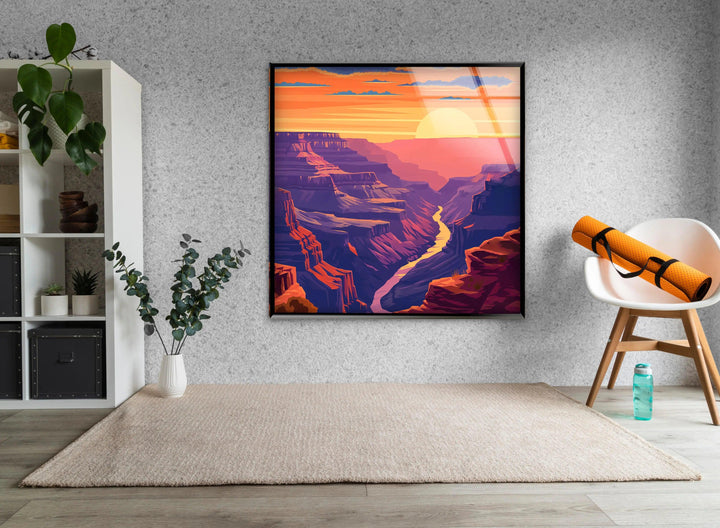 Nature-inspired glass wall art, bringing the beauty of the Grand Canyon into your space.
