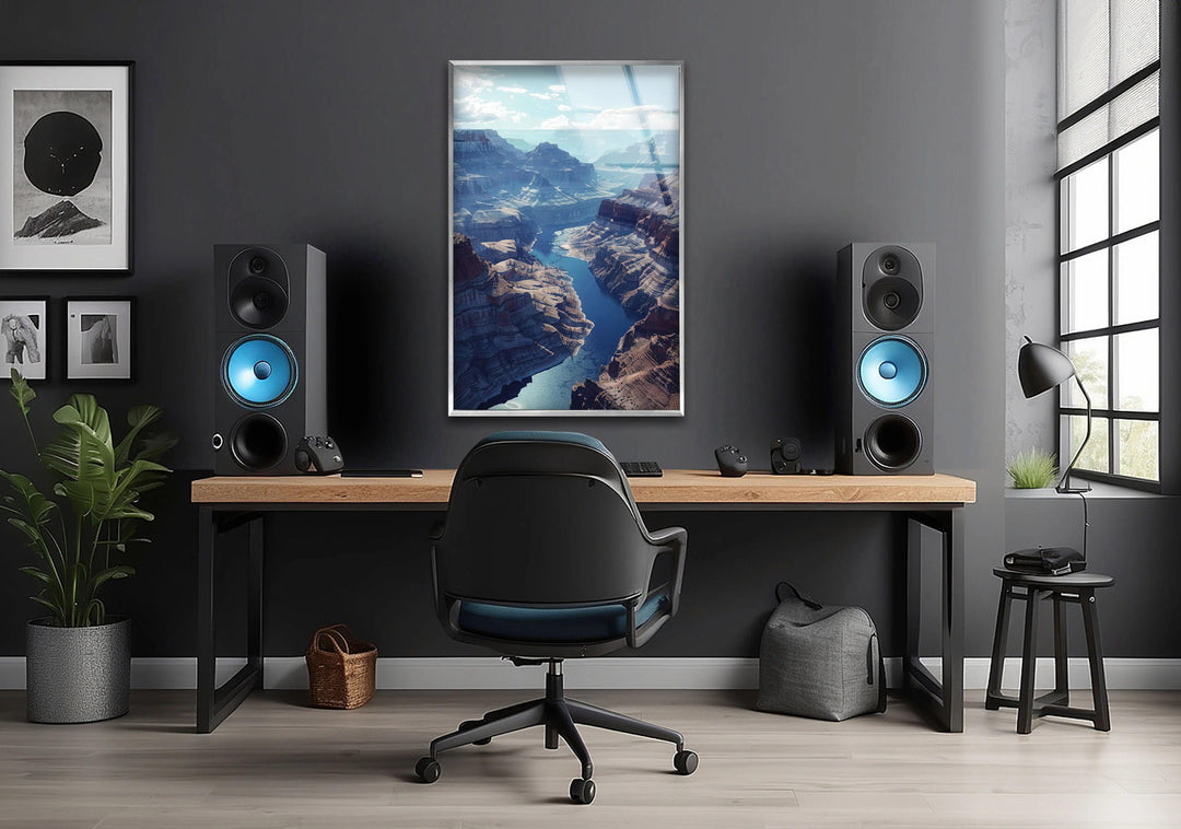 River in The Middle of Canyon Glass Wall Art custom glass pictures, glass art prints