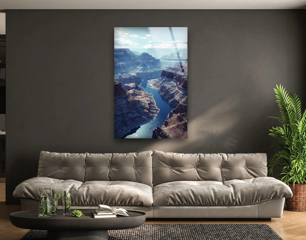 Stunning Grand Canyon landscape captured in high-resolution glass wall art.
