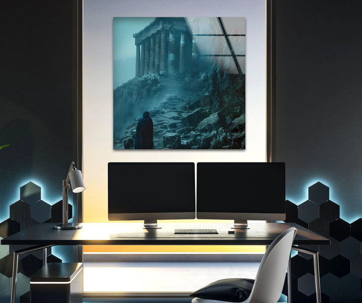 Greek Mythology Dark Night Glass Wall Art print picture on glass, Tempered Glass Wall Art
