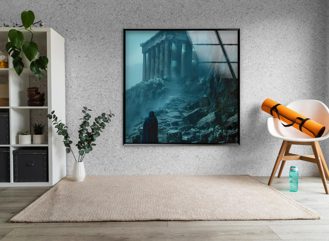 Greek Mythology Dark Night Glass Wall Art picture on glass wall art, photos printed on glass
