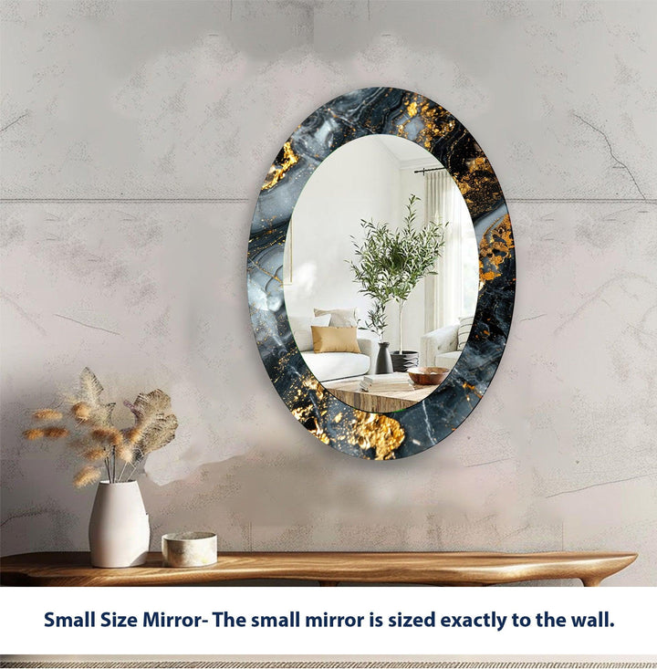 Black And Gold Abstract Oval Wall Mirror