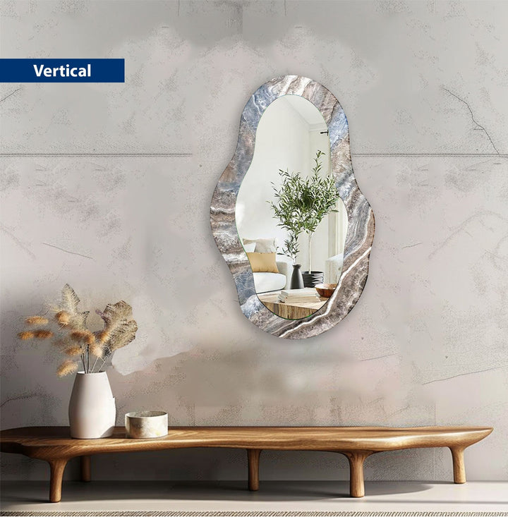 Gray And White Asymmetrical  Wall Mirror