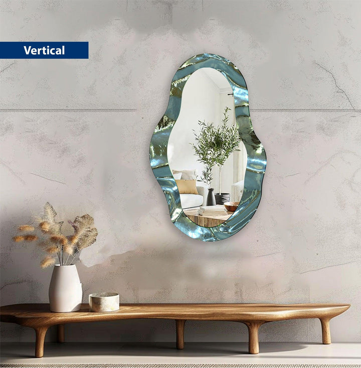 Asymmetrischer Wandspiegel in Metallic-Grau