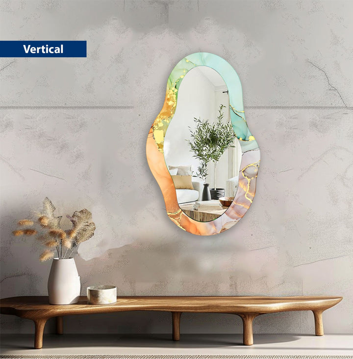 Orange Abstract Wall Mirror