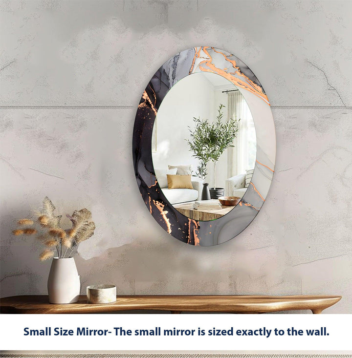 Decorative wall mirror blending artistic patterns with modern functionality for a unique look
