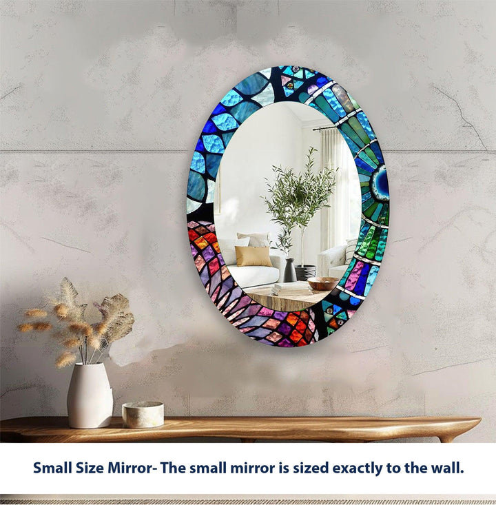 Mirror wall decor combining bold shapes and reflective surfaces to create a striking focal point
