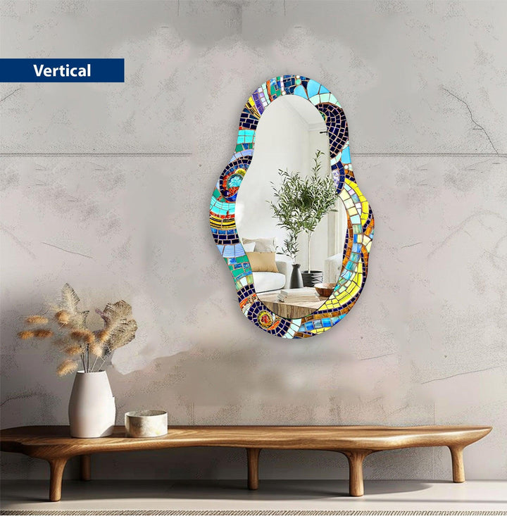 Decorative wall mirror with intricate detailing, perfect for enhancing any interior space
