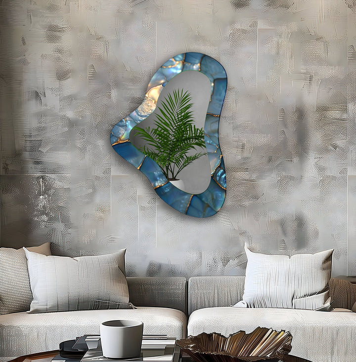 Mirrored wall art inspired by geometric elegance, perfect for adding depth and dimension
