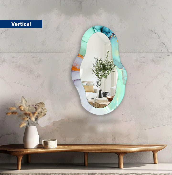 Großer asymmetrischer Wandspiegel aus Marmor