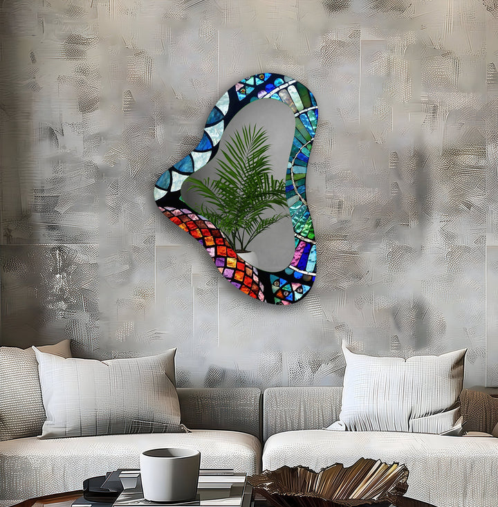 Decorative wall mirror with unique shapes and reflective surfaces for a chic statement
