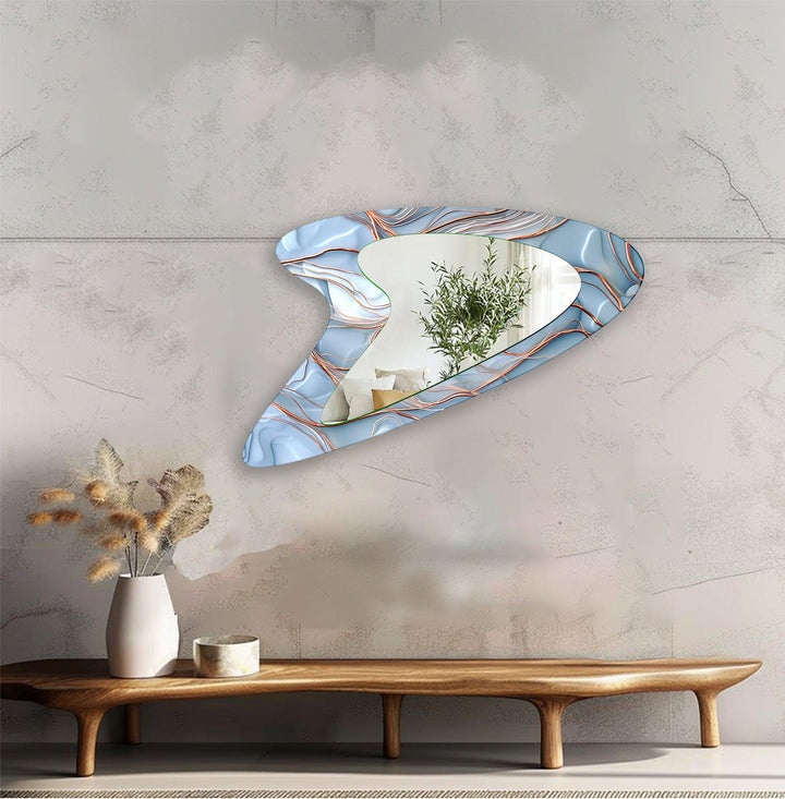 Blue - Bronze Modern Glass Wall Mirror