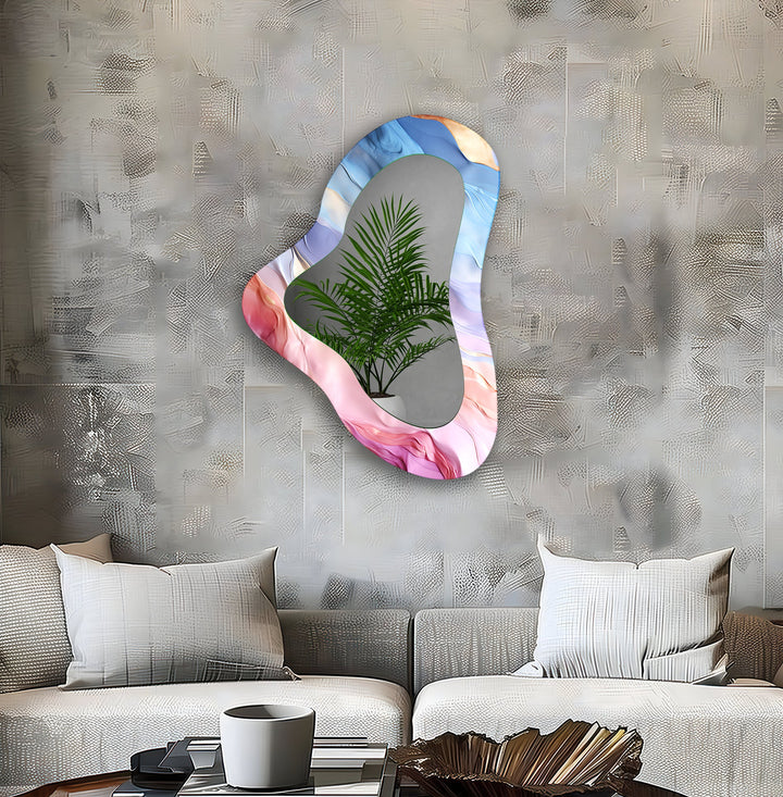 Mirror wall art inspired by geometric designs, adding sophistication to any decor style
