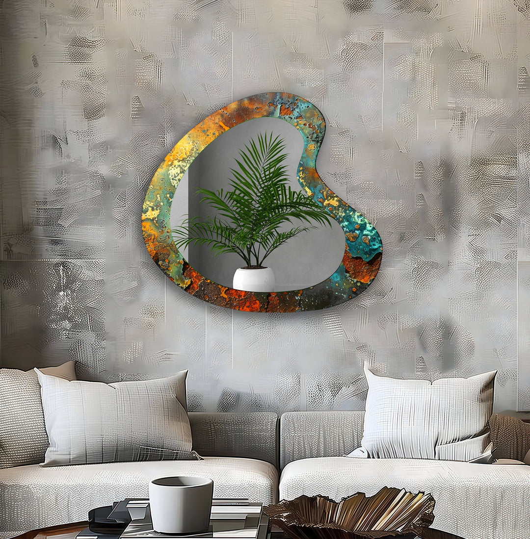 Decorative wall mirror with intricate detailing, perfect for enhancing any interior space
