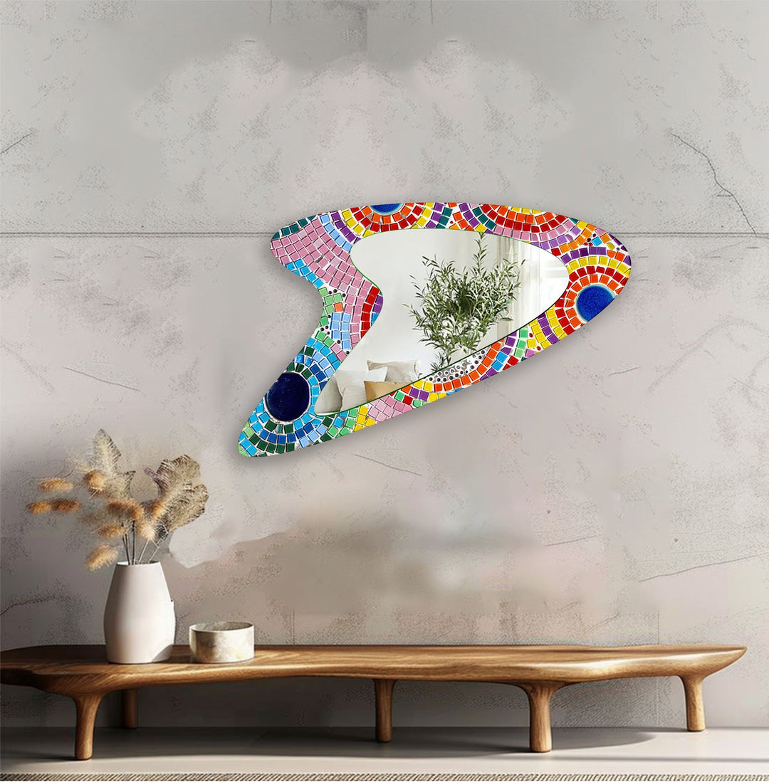 Decorative wall mirror with unique shapes and reflective surfaces for a chic statement

